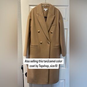 Topshop coat, camel color, size 6